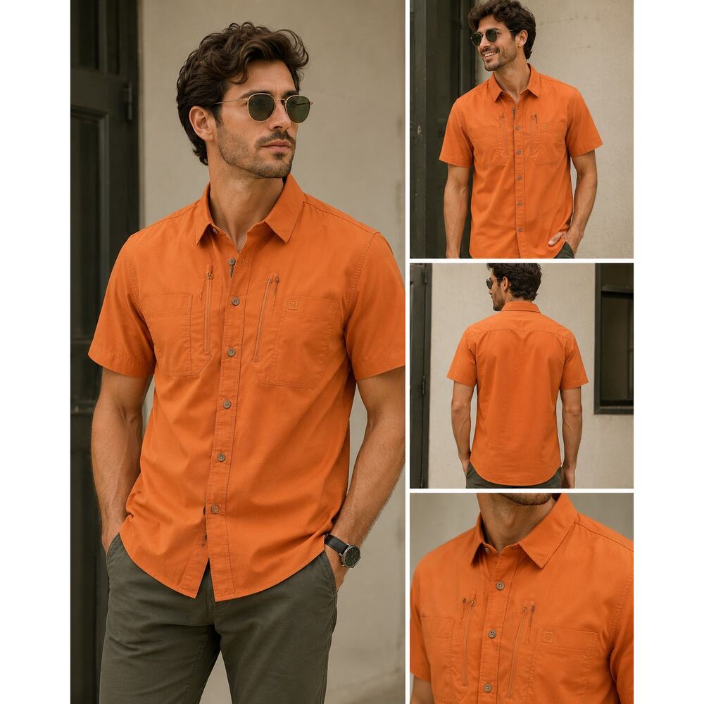 5.11 Tactical Traverse Short Sleeve Shirt XL Russet Orange, Moisture Wicking